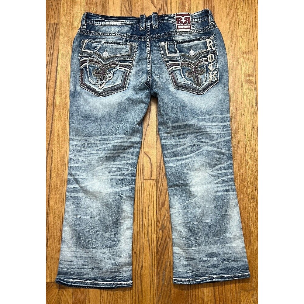 Men’s Rock Revival Callan Boot Distressed Jeans Size 44x30 BRAND NEW
